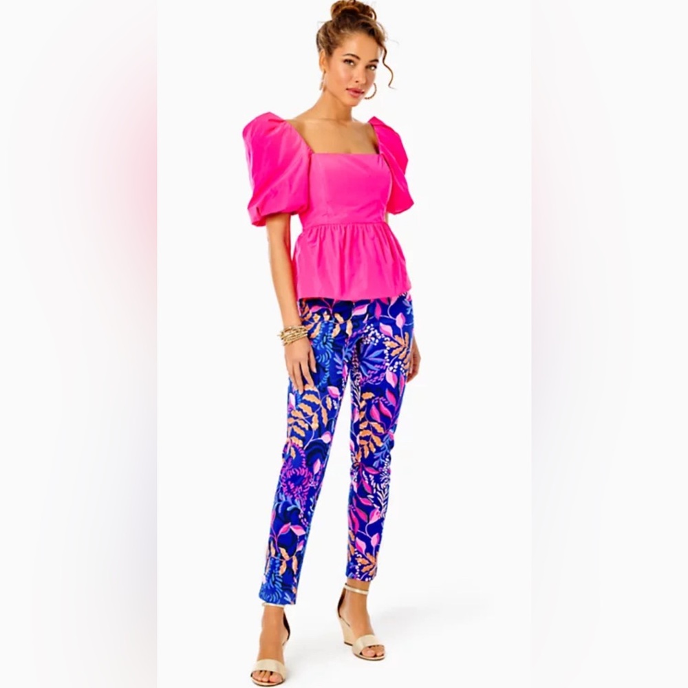Lilly Pulitzer Tiana Peplum top and Kelly knit pants size 2. Brand new!